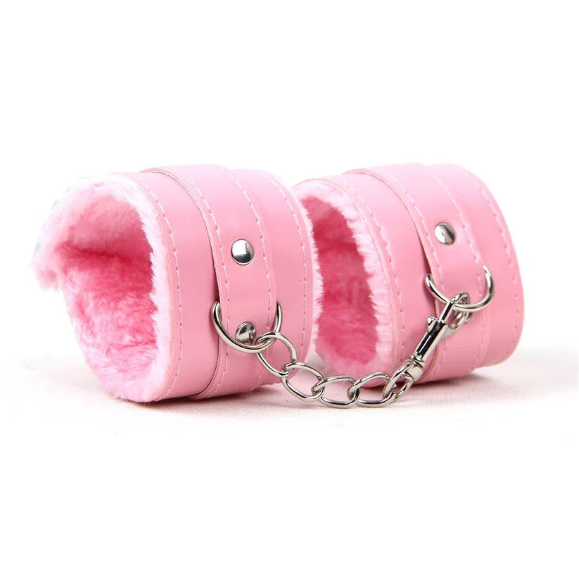 Pink SM Bondage Sex Leather Handcuffs