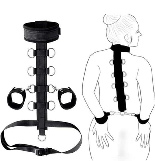Adjustable BDSM Full Body Restraint Kit – Neck & Hand Cuffs for Couples